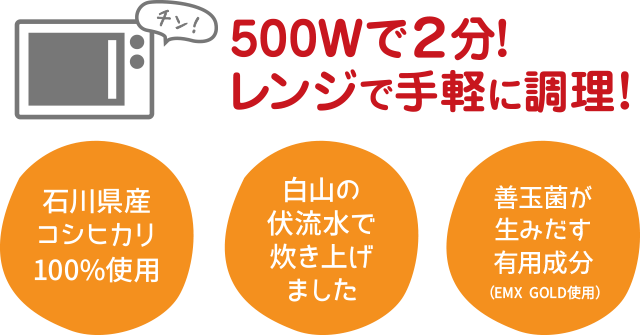 500Wで2分！レンジで手軽に調理！